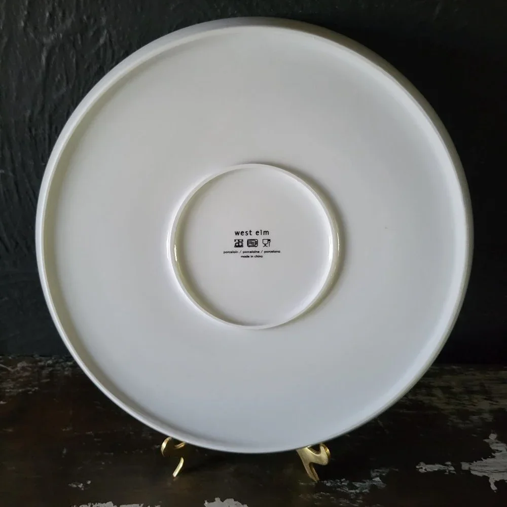 Discontinued West Elm Modern Porcelain Dinner Plate, White Porcelain Deep Plate